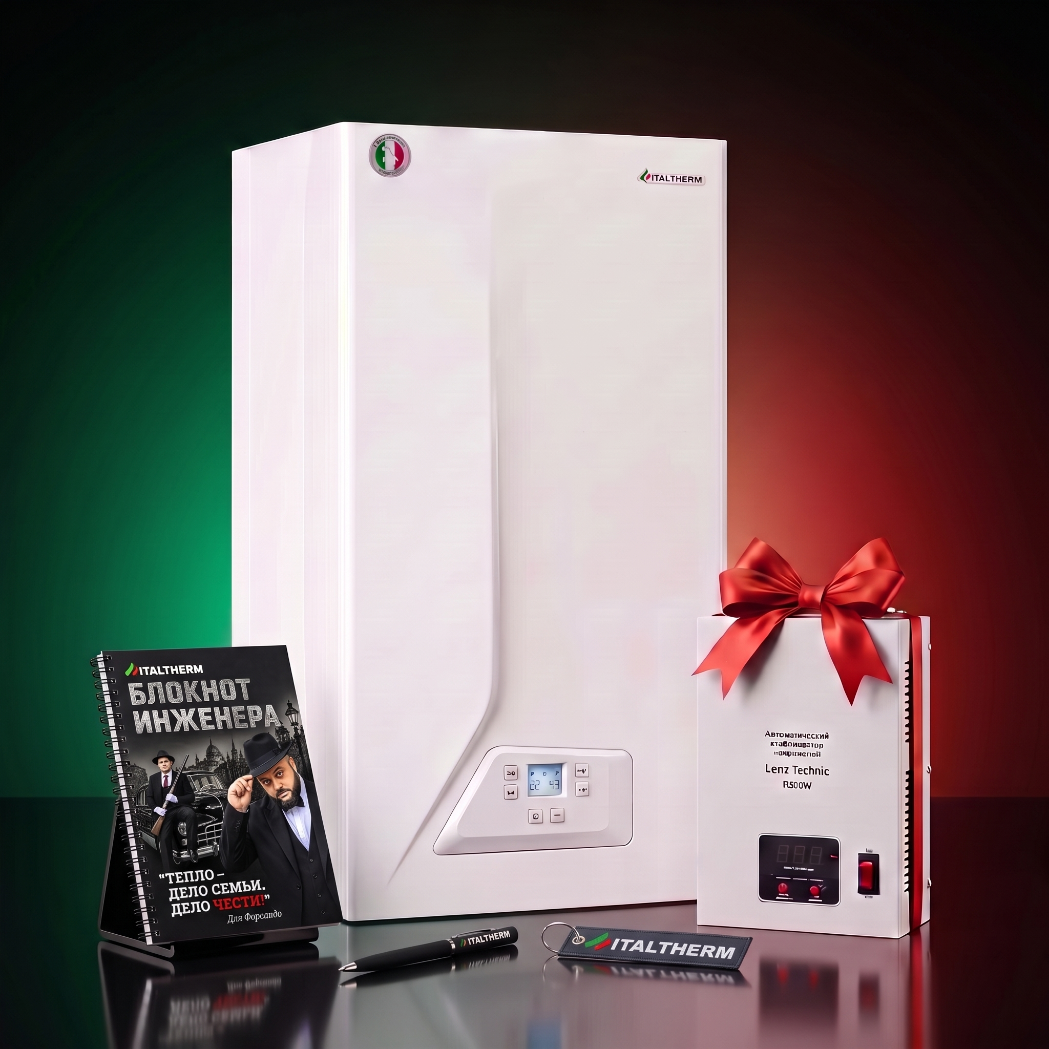 Котел газовый ITALTHERM City Class F 20 WB (турбо, Италия, белая панель с кнопками) + подарок LENZ TECHNIC R500W + мерч ITALTHERM